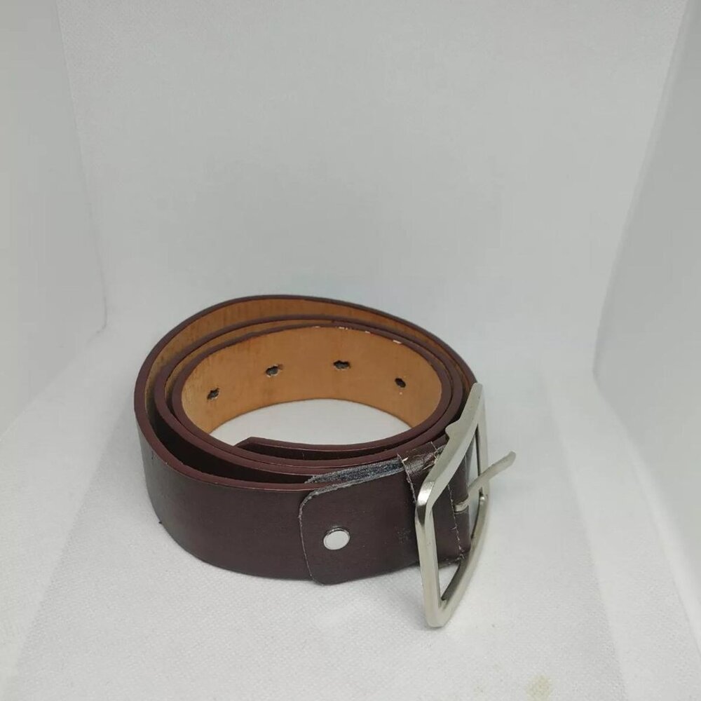 Belt for Men L Regular Brown Leather Single Buckle Studded Casual Grade C